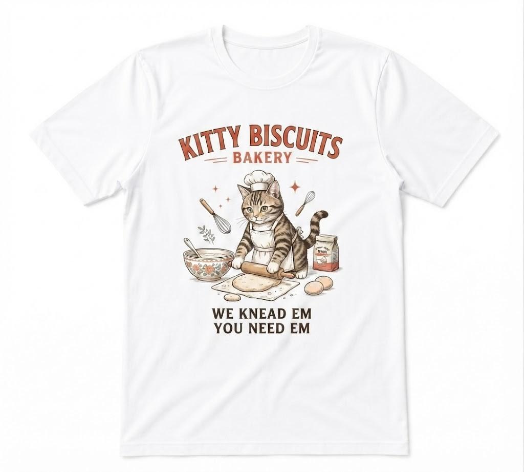 Katze Lustige Katze Keks Bäckerei Liebhaber Niedliche Tiere Grafik Geschenk T-Shirt Weißes T-Shirt