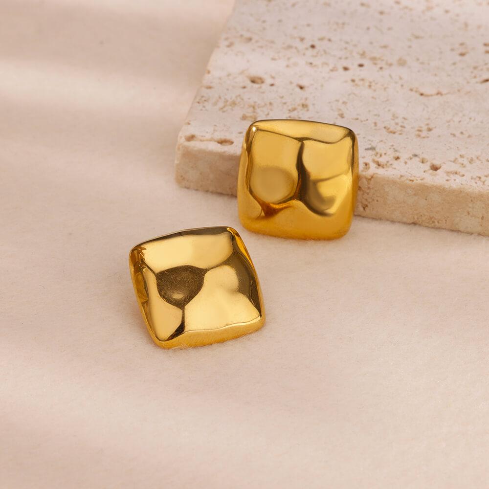 Stainless Steel Square Earrings For Women Gold Color Vintage Geometric Stud Piercing Earring New Party Wedding Jewelry Gift
