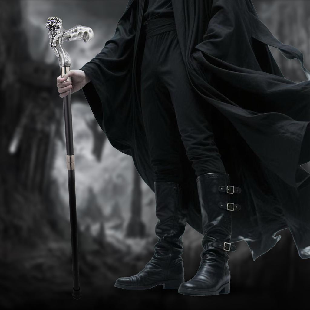 Silver Lion Head Resin Walking Cane Fashion Decorative Steel Stick Gentleman Lion Performance Stage Cane 93cm
