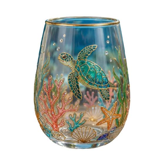 Sea Turtle Glass Tumbler, Ocean Theme Drinking Mug, Borosilicate Tea Cup for Coffee Juice, Beach Gift for Nature Lovers