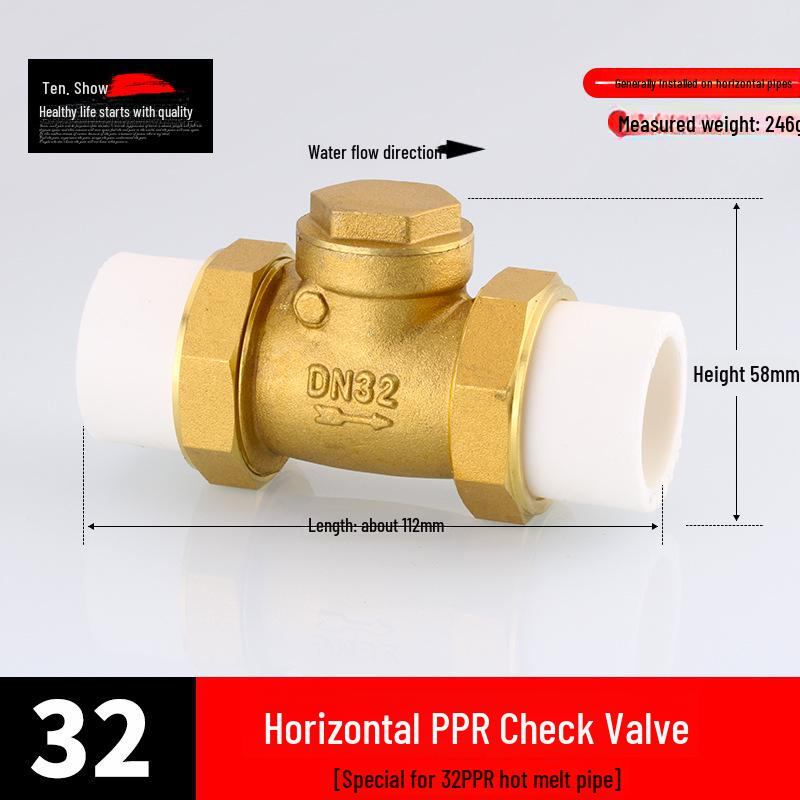 Miedziany zawór zwrotny pionowy i poziomy 4/6 punktów, 1 cal do rur wodnych i grzejników
