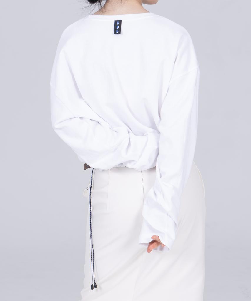 Odd Dot String Crop Long Sleeve W_Black