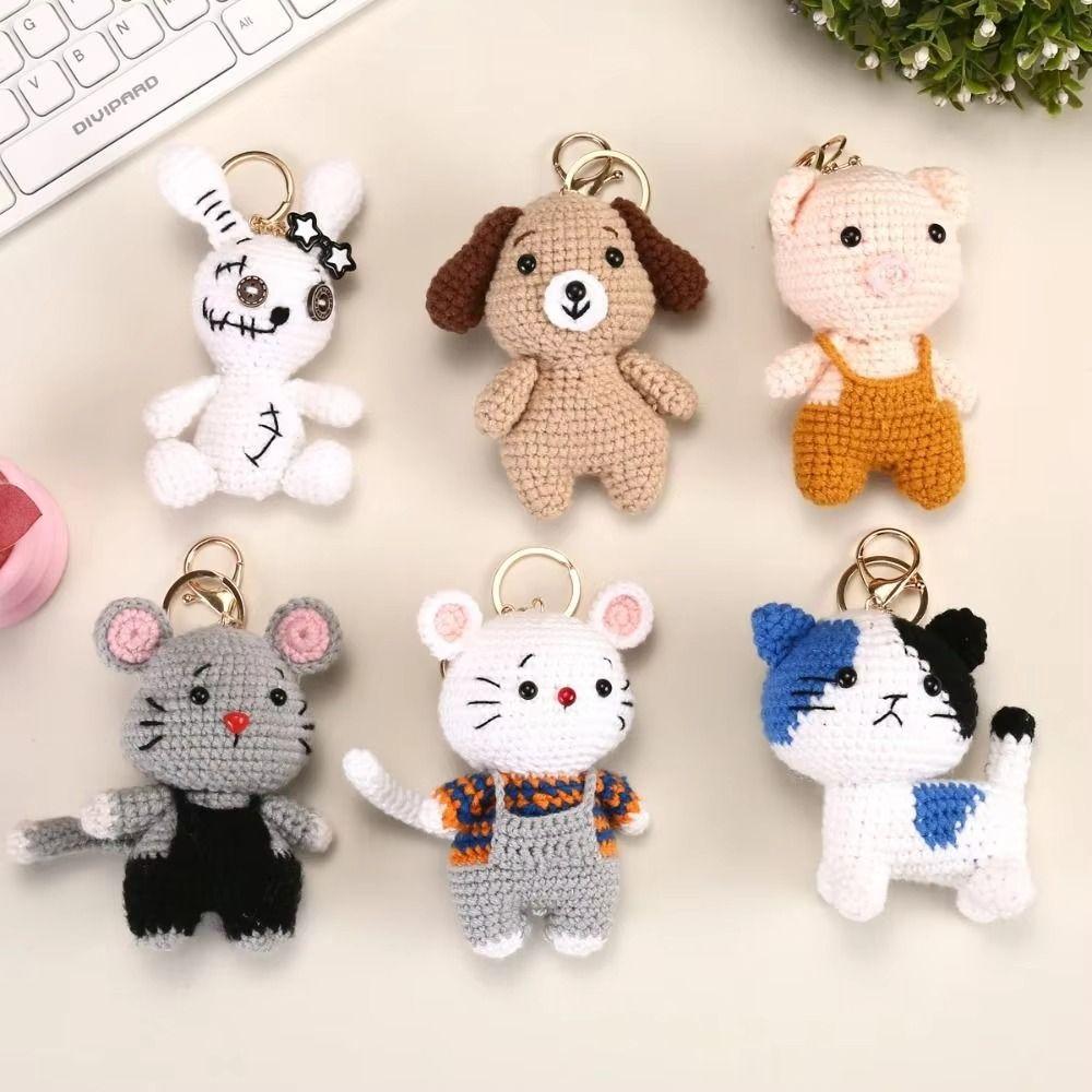 Dog Mini Knit Mouse Pendant Wool Knitting Cat Doll Pendant Keychain Friend Gifts
