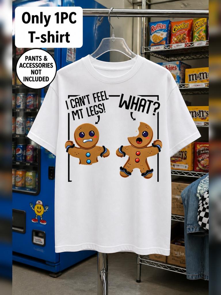 1pc Mens Graphic T Shirt Funny Gingerbread for Man I Can't Feel My Legs What Print Short Sleeve Crew