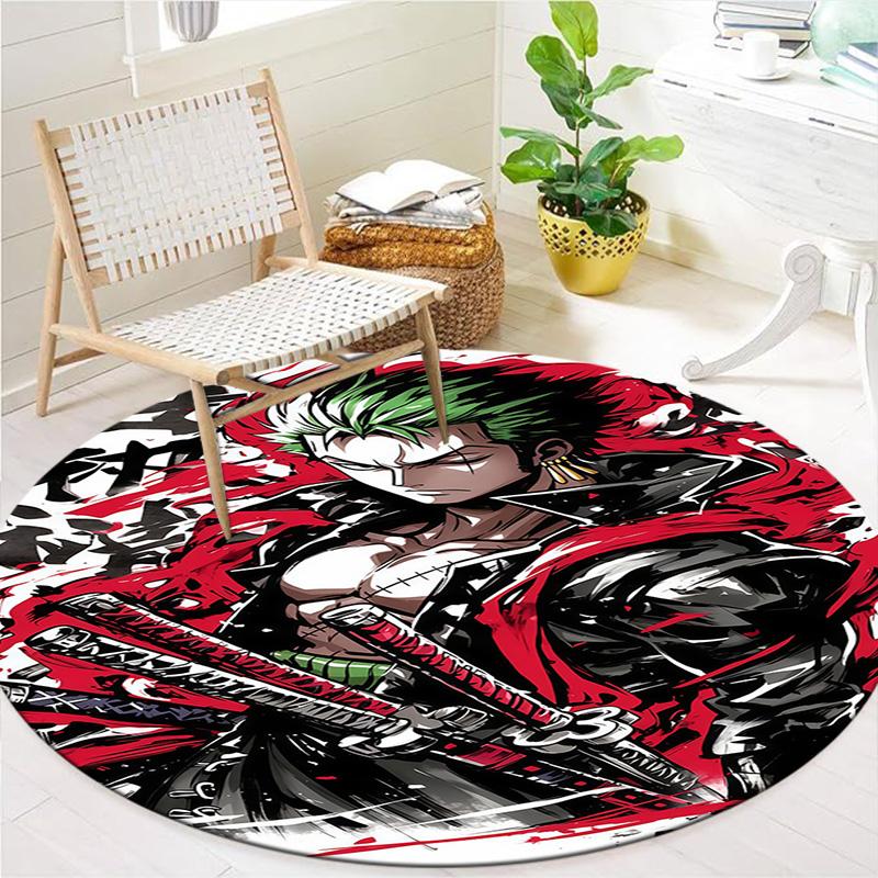 Roronoa Zoro Round Area Rug Carpet Rug For Living Room Bedroom Sofa Playroom Decor Nonslip Floor Mat