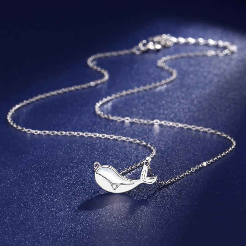 Whale Necklace Female Light Luxury White Fritillary Niche High-end Design Sense Collarbone Pendant for Girlfriend Birthday Gift