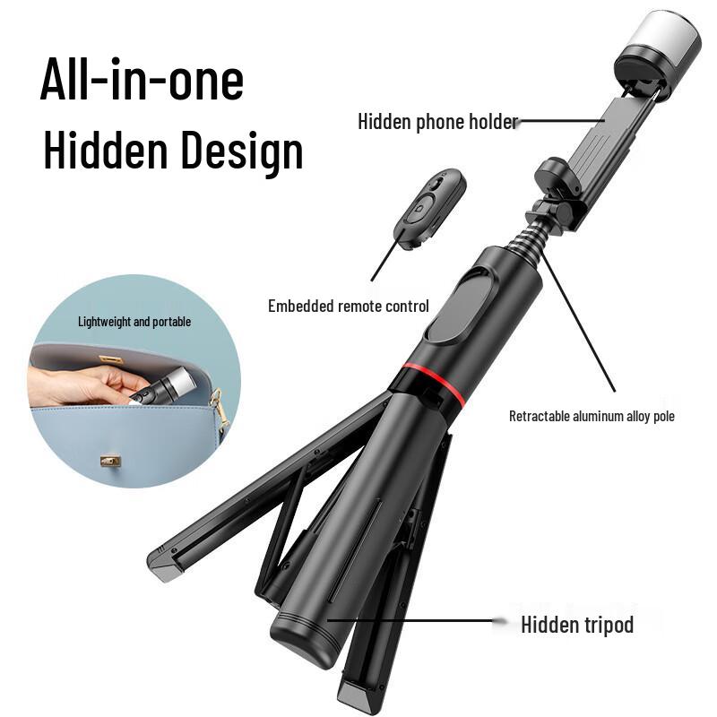 Q12S Multi-Function Bluetooth Selfie Stick Tripod with Rotating Fill Light