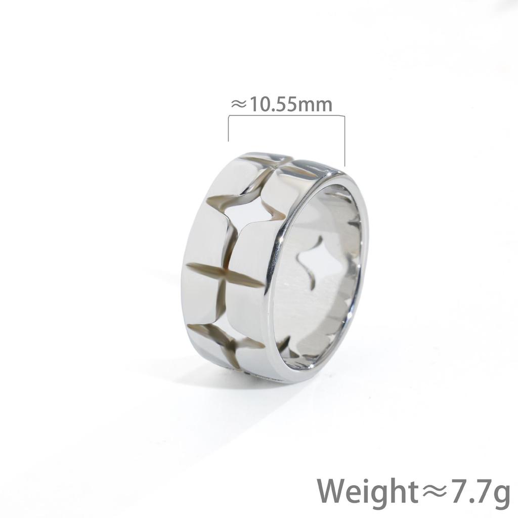 Starry Flickering Titanium Steel Wide Band Ring – Simple, Fashionable, Versatile Finger Ring for Women