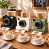Funny 3D Printed Latte Camera Vintage Look Replaceable Cards DIY Latte Art Camera Tool One Touch Press Plastic