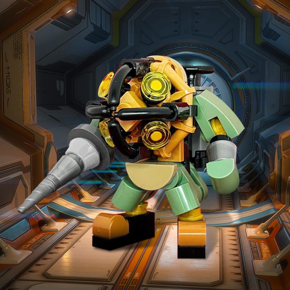 MOC BioShock Roboter Modell Bausteine Schießspiel Big Daddy Roboter Mecha Figur Ziegelstein Spielzeug Erwachsenen Geschenk