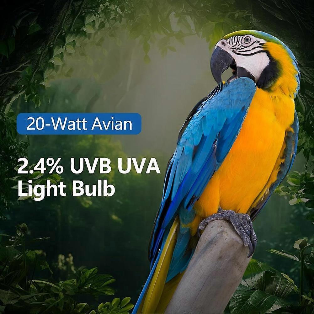 UVA UVB Light Bulb for Birds 2.4 UVB 20W Compact Flourescent Lamp for All Kinds Captive Birds B