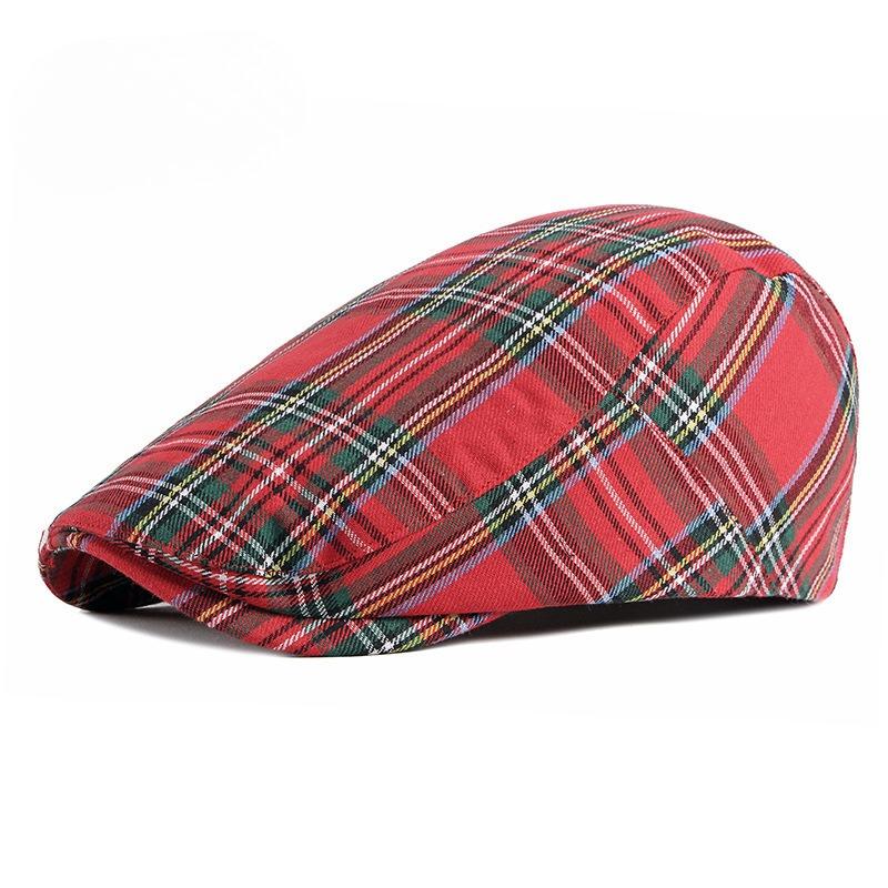 British Retro Plaid Beret for Men Women Spring Summer Breathable Flat Cap Fashion Sunshade Duckbill Cap Newsboy Hat