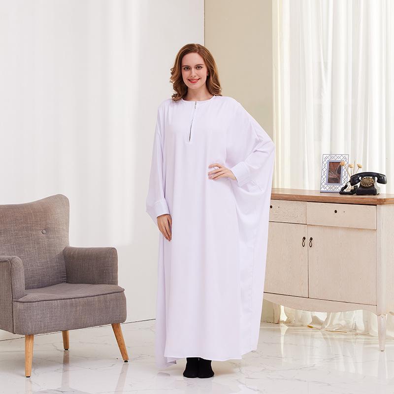 Big Swing Batwing Sleeve Solid Color Muslim Dress XG2056