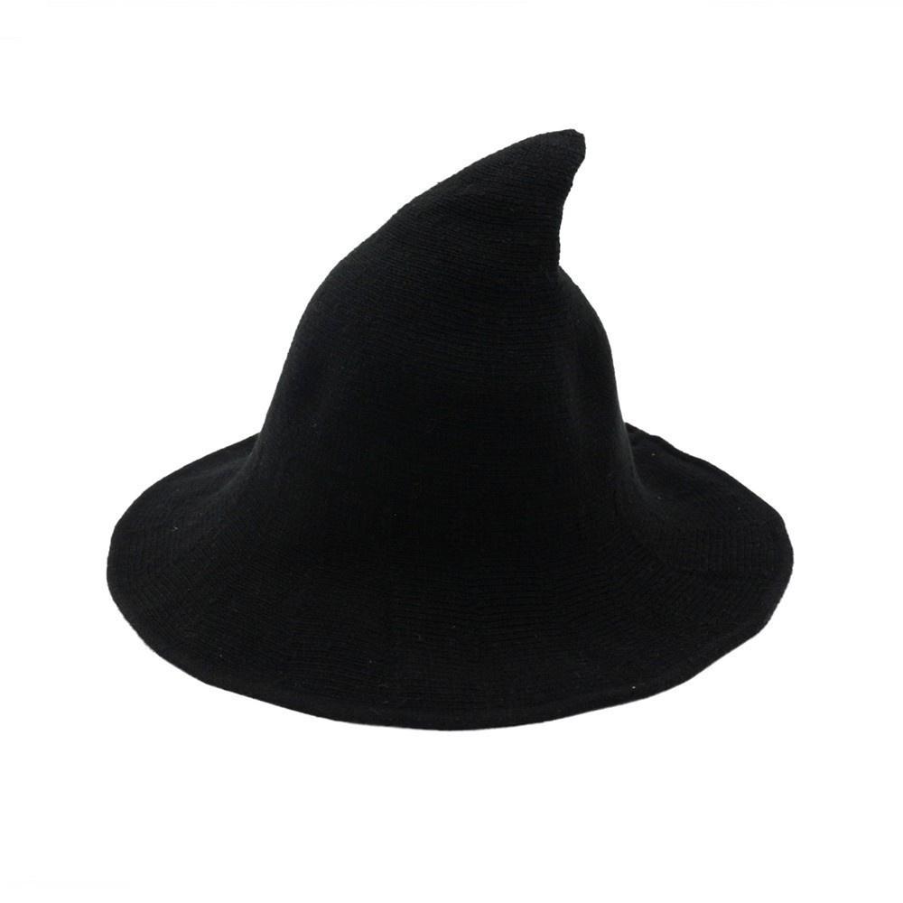 Vintage Halloween Witch Hat Woman Costume Wool Knit Hat for Party Coseplay Masquerade Hat Festival Decoration Accessories