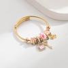 Adjustable Crown Key Charm Beaded Bangle Stainless Steel Alloy Pendant Bracelet for Women Girls
