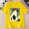 Black Cat UFO Graphic TShirts Japanese Cat Alien Graphic Tee Unisex Unisex Cotton Short Sleeve Printed Tshirts Streetwear
