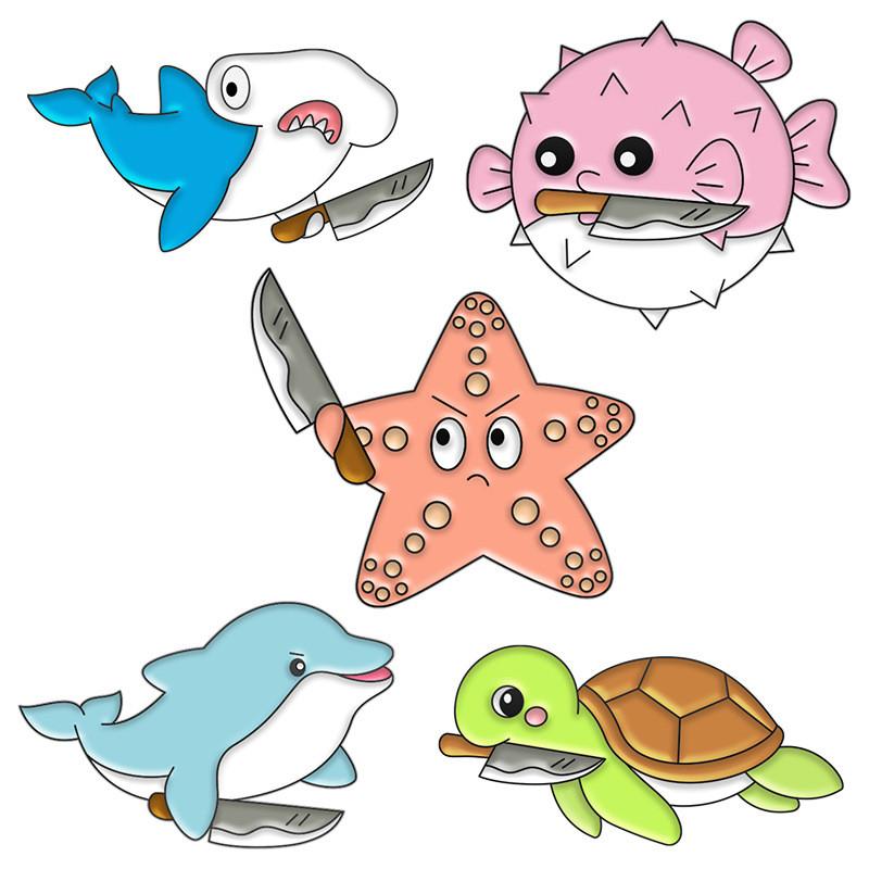 Unique Ocean Animal Series Brooches Featuring Stylish Starfish Pufferfish Turtle And Whale Designs