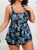 European American Plus Size High-Waisted Skirt Tankini Swimsuit - Slimming Tummy Cover