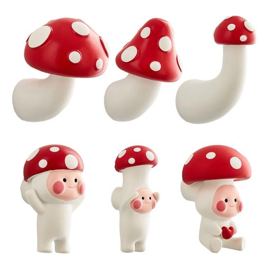 3D Mushroom Hook Refrigerator Magnet Resin Mushroom Shape Decorative Magnet Home Kitchen Office Whiteboard Cabinet Locker Fridge Magnet