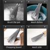 Stainless Steel Pot Brush with Long Handle Multi-functional Kitchen Cleaning Scrubber for Pans And Sink Includes Hanging Tool
