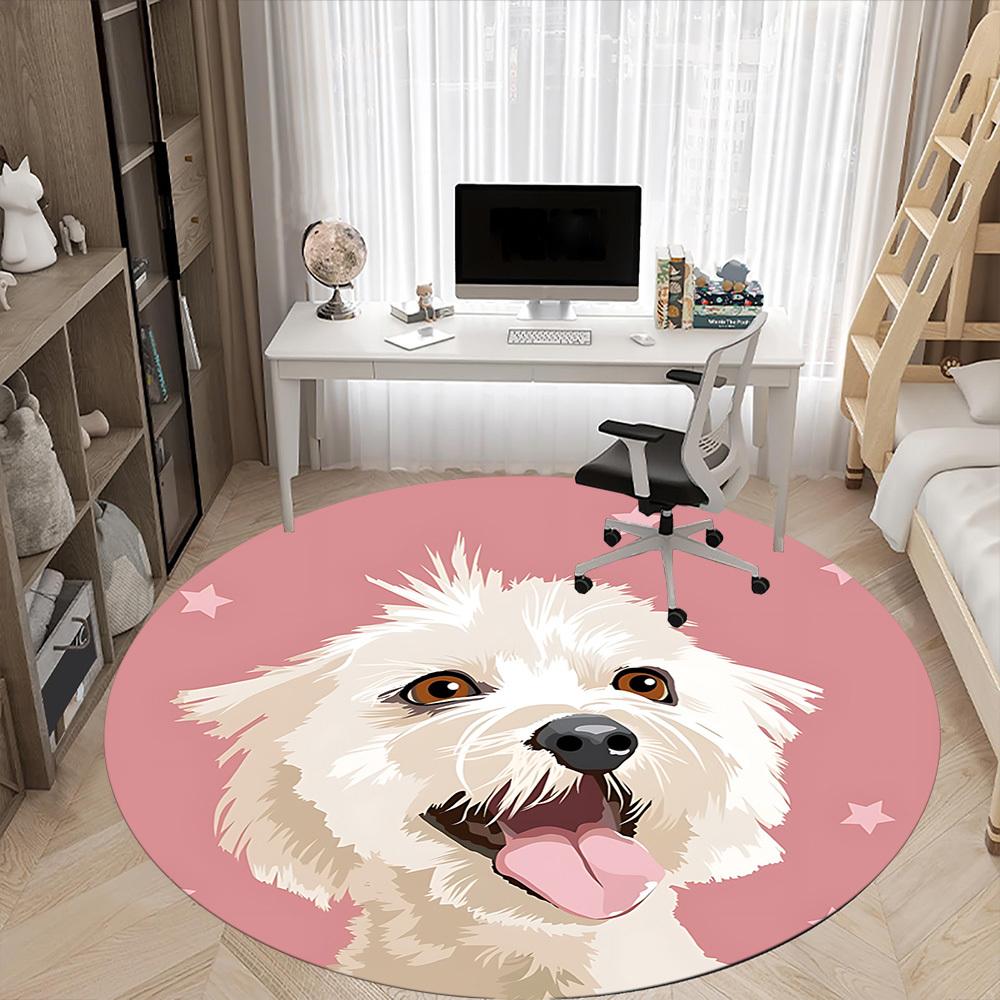 1pc Poodle Pattern Office Round Rug, Non-slip, Soft and Durable Office Rug for Interior Decoration, Perfect for Office,Decoration yy260204022