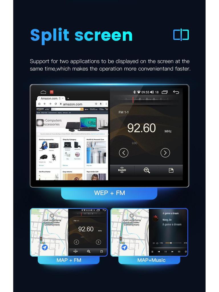 13-Inch Android Car Navigator with Wireless CarPlay Compatibility
