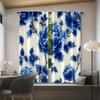 Set Of 2 Window Curtains Blue White Flowers Versatile Fabric Without Electricity Carnival Decor Curtain Made Polyester