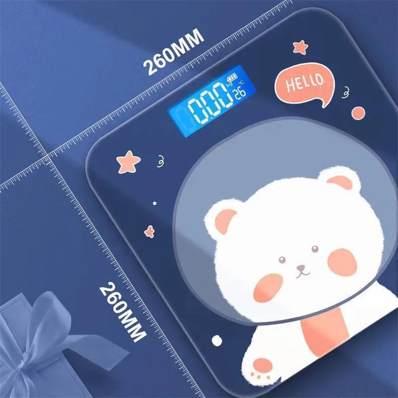 Digitální váha na tělesný tuk s kresleným medvědem a LCD displejem, inteligentní koupelnová váha, vysoce přesná elektronická podlahová váha