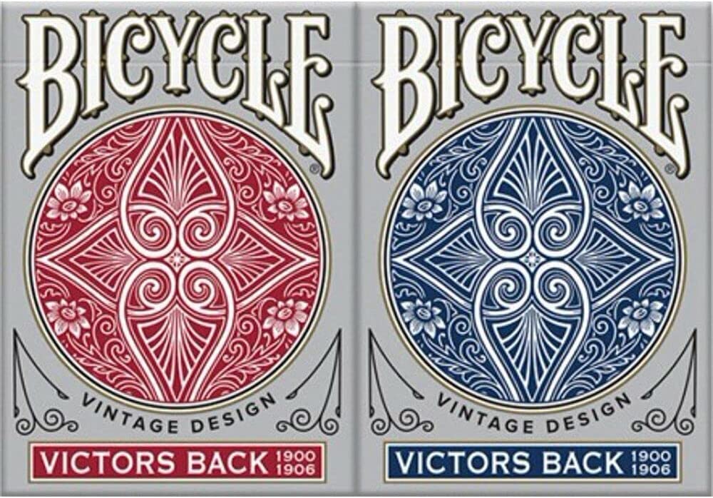 Bicycle Victors Back Vintage Design Playing 2 Deck 1 1 Blue Cards, Set, Red,