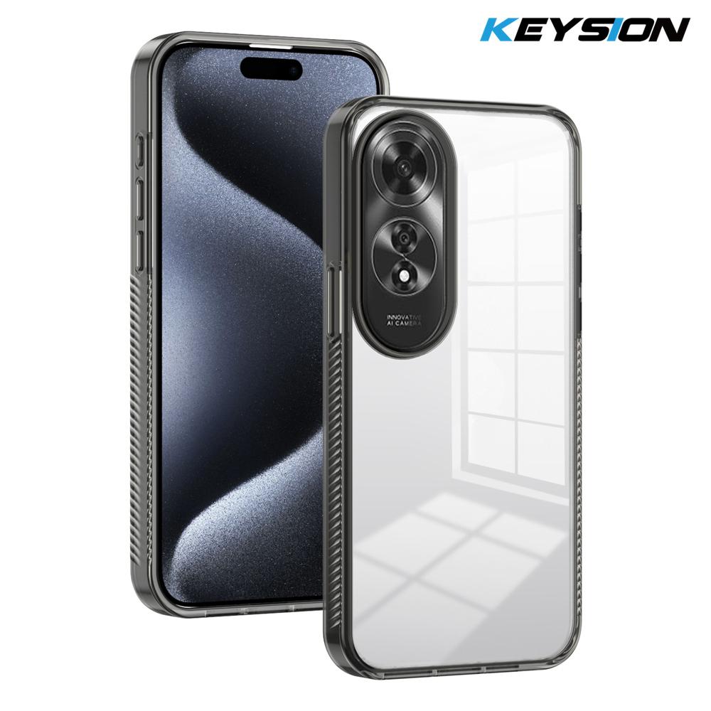 

KEYSION Прозрачный чехол для телефона OPPO A60 4G Мягкий ТПУ+ПК Нескользящий HD Прозрачный Ударопрочный Задняя крышка для телефона OPPO A60 for OPPO A60 чёрный