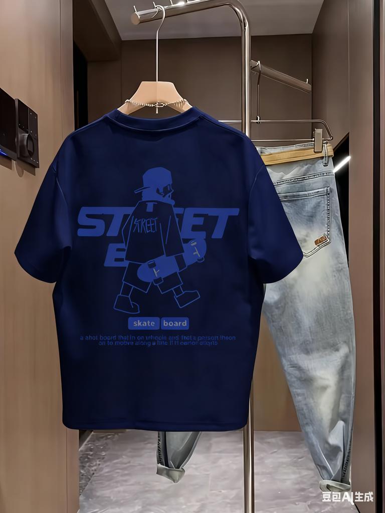 Summer 100% Cotton Men's White T Shirt Trendy Pattern Printing Soft Breathable Fabric Suitable Daily Commuting Fashionable Item