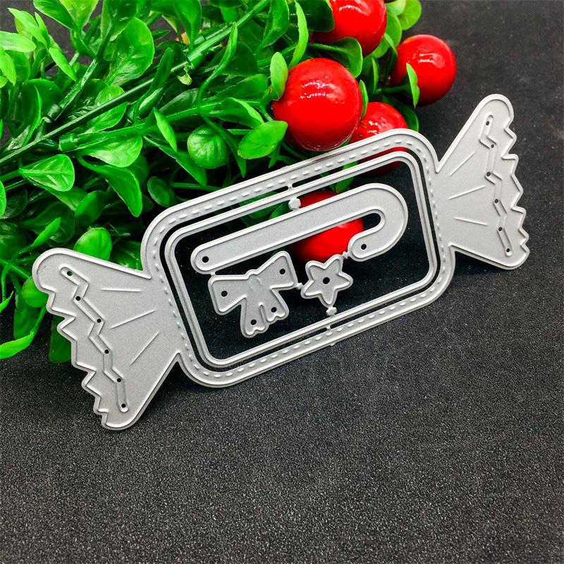 Christmas Candy Bow Design Pattern Metal Cutting Die Stencil for DIY Scrapbooking Album Photo Embossing Paper Card Craft Decor
