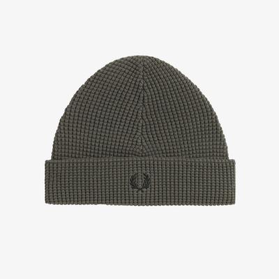 Fred Perry Waffle Knit Cotton Beanie - Field Green Cfpu2438130-638