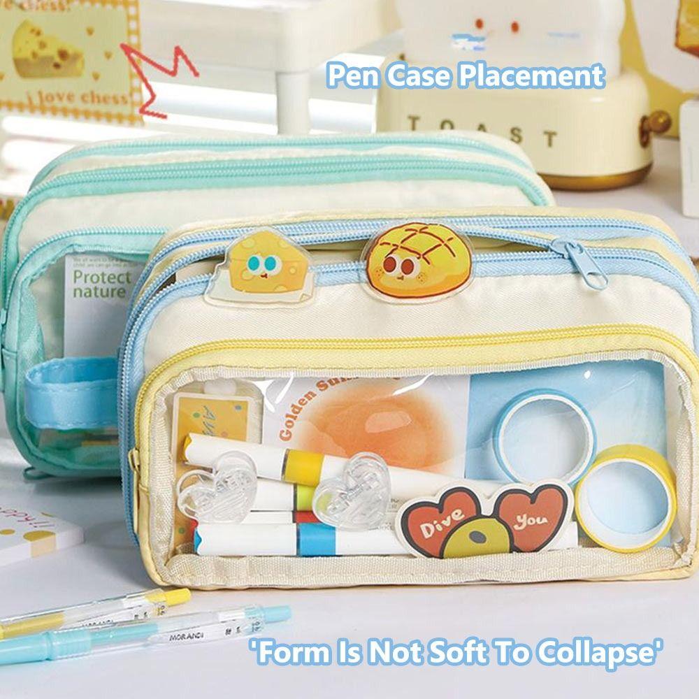 Durable Contrast Color Design Pen Bag Detachable Eight Layers Stationery Bag Large Capacity Stationery Organizer School Office