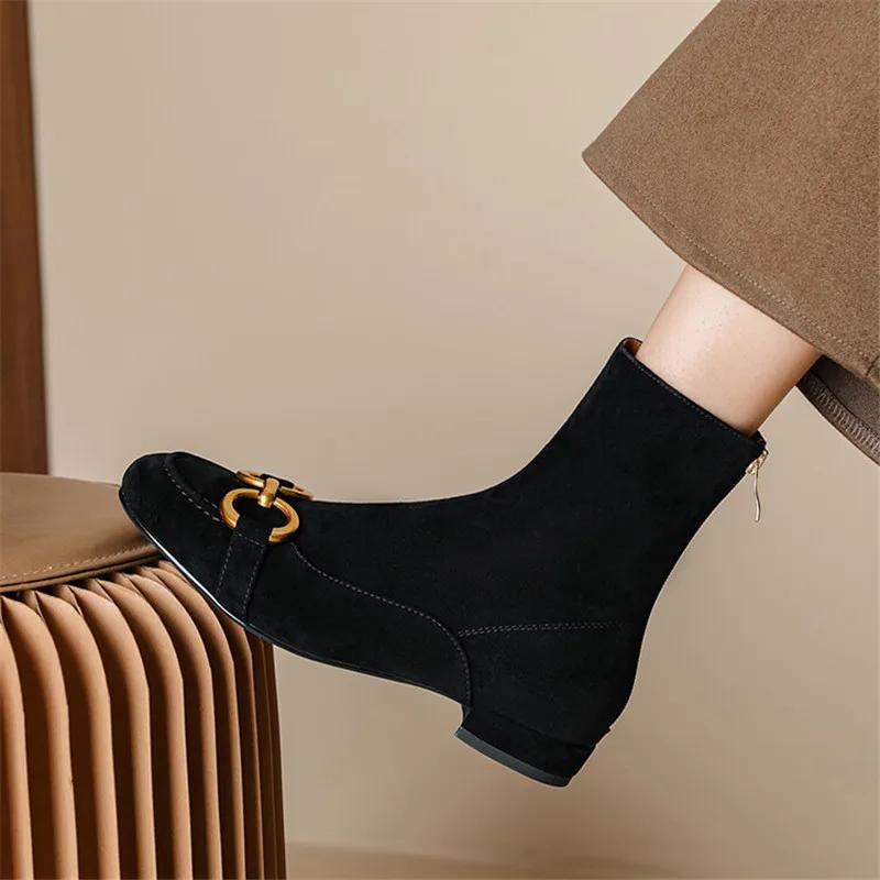 Fashion New Autumn Winter Fashion Short Boots Women Shoe Round Toe Boots Casual Chunky Low Heels Shoes for Women Back Zipper Ankle Boots