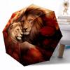 Lion Love In Flowers Outdoor Automatic Umbrella Retractable Design with 8-Rib Durability Lightweight Perfect Gift for Friends Family