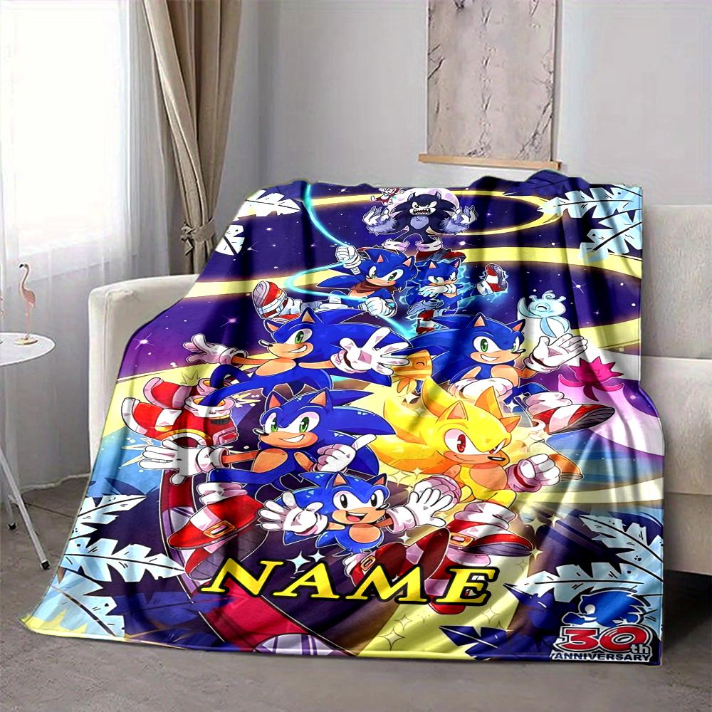 Custom 1pc Sonic Characters Celebration Blanket, Soft And Comfortable Blanket, Casual Warm, Camping Travel Blanket, Birthday Gift Q912187