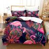 Flamingo Bettbezug Tropische Palmenblätter Bettwäschebezug Polyester 3D Blumiges Bettwäsche-Set Twin King Für Mädchen Jungen Zimmerdekor