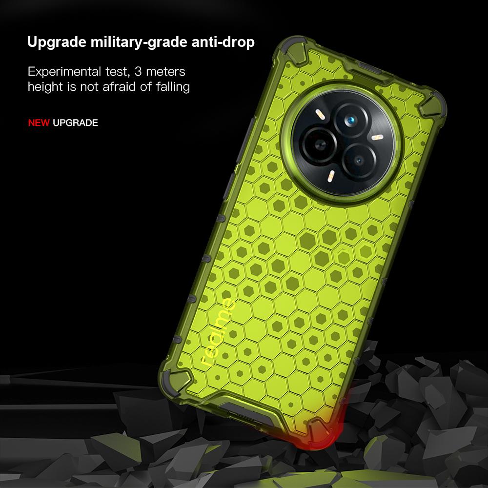KEYSION Shockproof Armor Case for Realme 14 Pro+ 5G Soft Silicone+PC Transparent Honeycomb Phone Cover for OPPO Realme 14 Pro 5G
