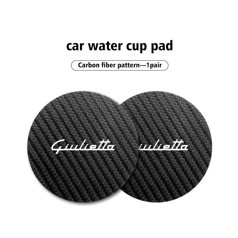 

2026 Hot Sticker 2pcs Car Style Coaster Mat Carbon Fiber Cup Holder Mat Non-slip Accessories For Alfa Romeo GT Stelvio F1 Brera