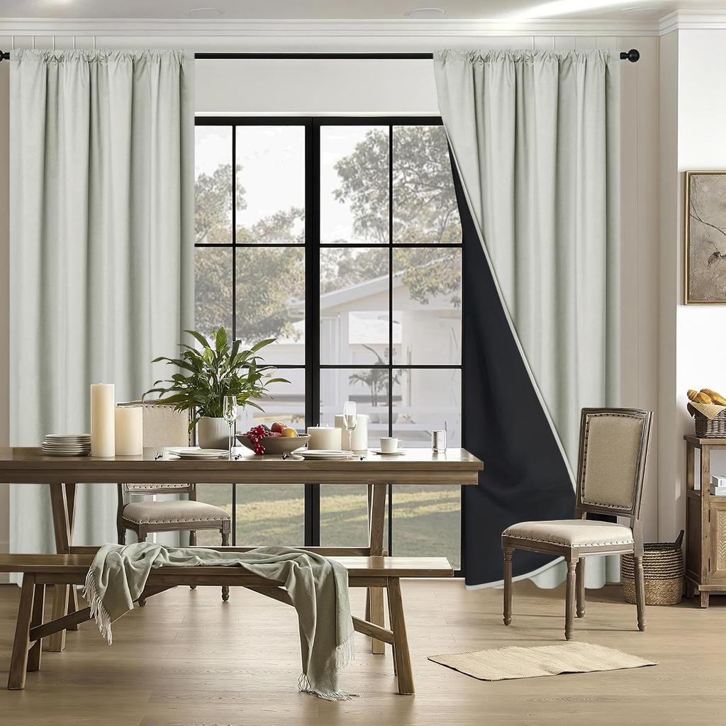 SHEIN Yafang Rod Pocket Blackout Curtains - Solid Color, Insulated, Sun Protection for Living Room & Balcony.