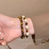 Vintage tiger's eye stone pearl beaded stacked bracelet niche bracelet bracelet bracelet jewelry