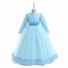 3D Flower Princess Dress with Bow and Sequins - Long Sleeve Puff for Kids' Fashion Shows and Formal Wear