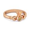 Peridot Claddagh Irish Heritage Symbol Ring -925 Sterling Silver Rose Gold Vermeil