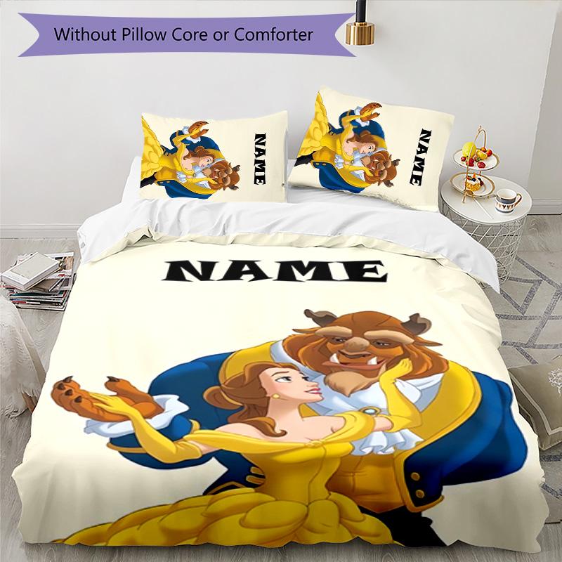 3pcs Princess9 Cover Set - Personalized Name, HD Printed Bedding with 1 Cover and 2 Pillowcases - Perfect for Home Decor, Easy Care
