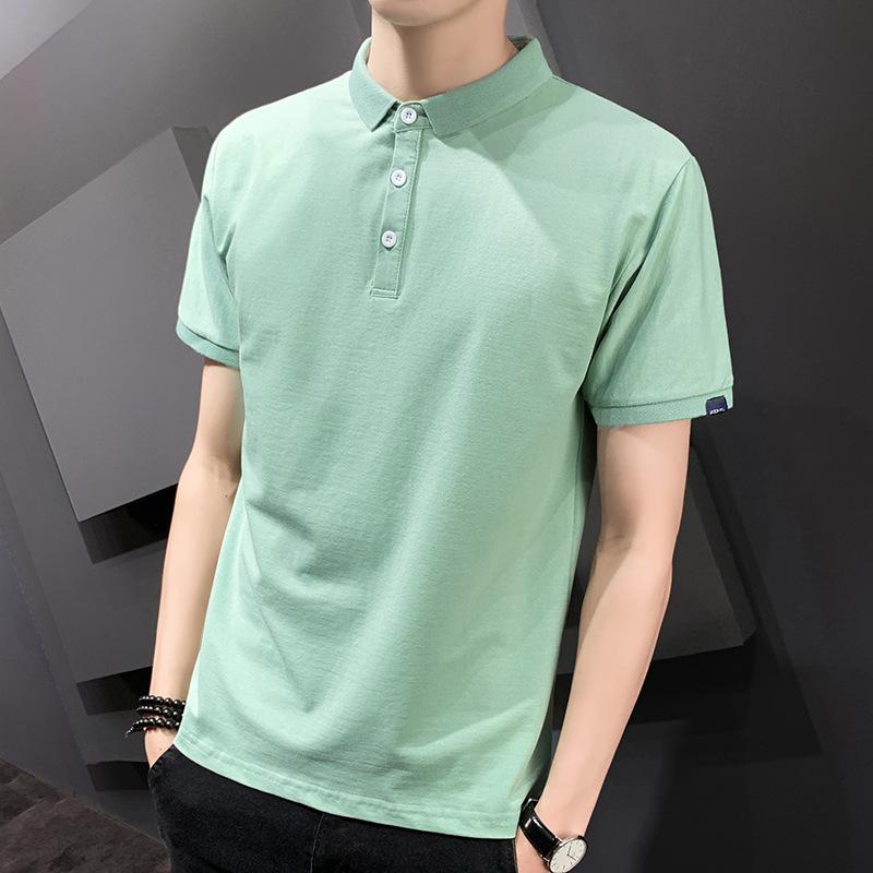 Solid Color Short Sleeve Polo Shirt Men Summer Collar T- Shirt Plain Work