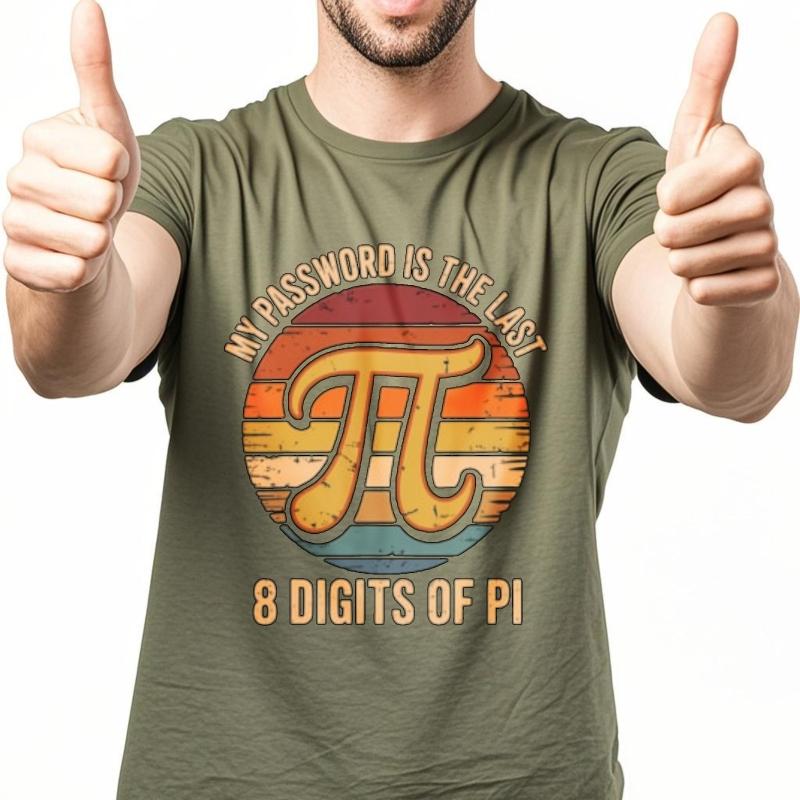 Printed For Unisex Round Neck Tshirt Unisex My Password Is The Last 8 Digits Of Pi Anime Man Tees Soft Cotton Tee Casual Tee