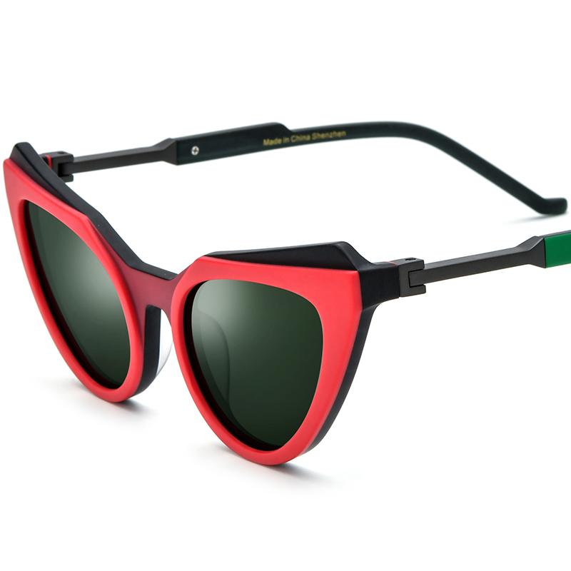 Borregls Multicolor Matte Acetate UV400 Polarized Sunglasses Women 2025 Brand Designer Cat Eye Sun Glasses Cateye Shades 19369T Acetate