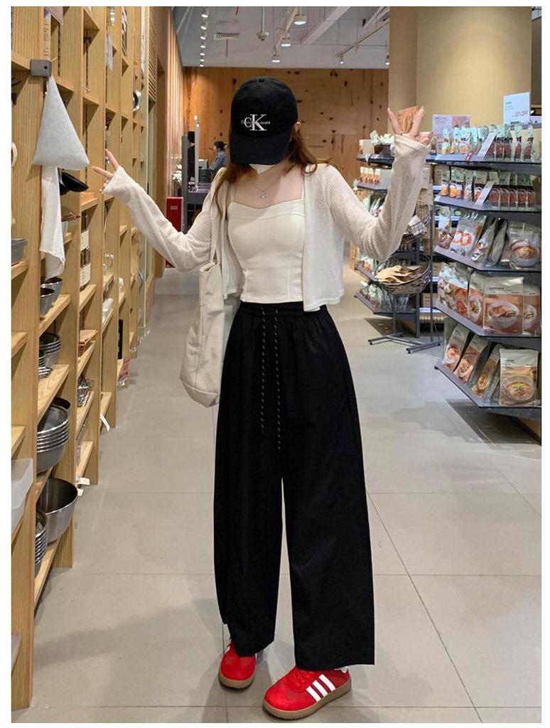 Women's Slimming Wide-Leg White Nine-Point Pants - Quick-Dry, Versatile, Casual