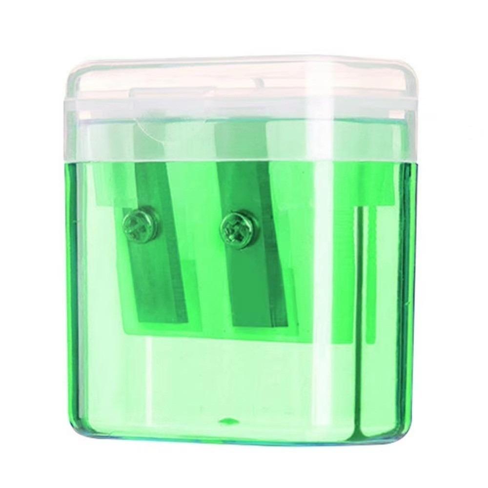 

High Quality Dual Holes Pencil Sharpeners Handheld Plastic Pen Sharpener With Lid Pencil Sharpening Tool School Office Supplies зелений